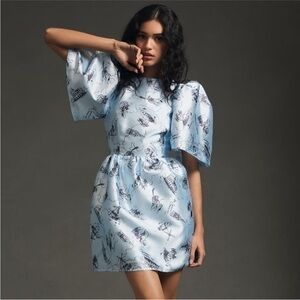 Stella Nova x Anthropologie Mio Puff Sleeve Landmark Dress Soft Blue Dress 34/2
